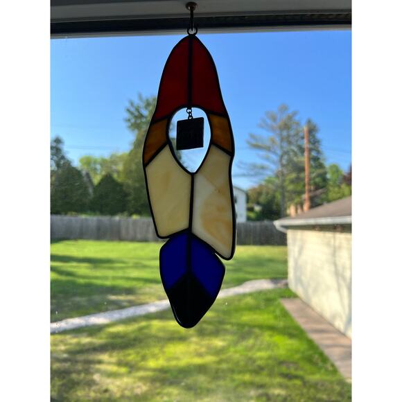 Stained Glass Feather Horse Charm Multicolored 10 inches - Picture 3 of 5